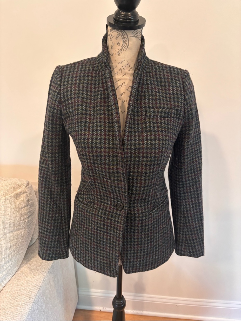 J.Crew Regent Blazer in a multi-colored houndstooth wool pattern size 0
